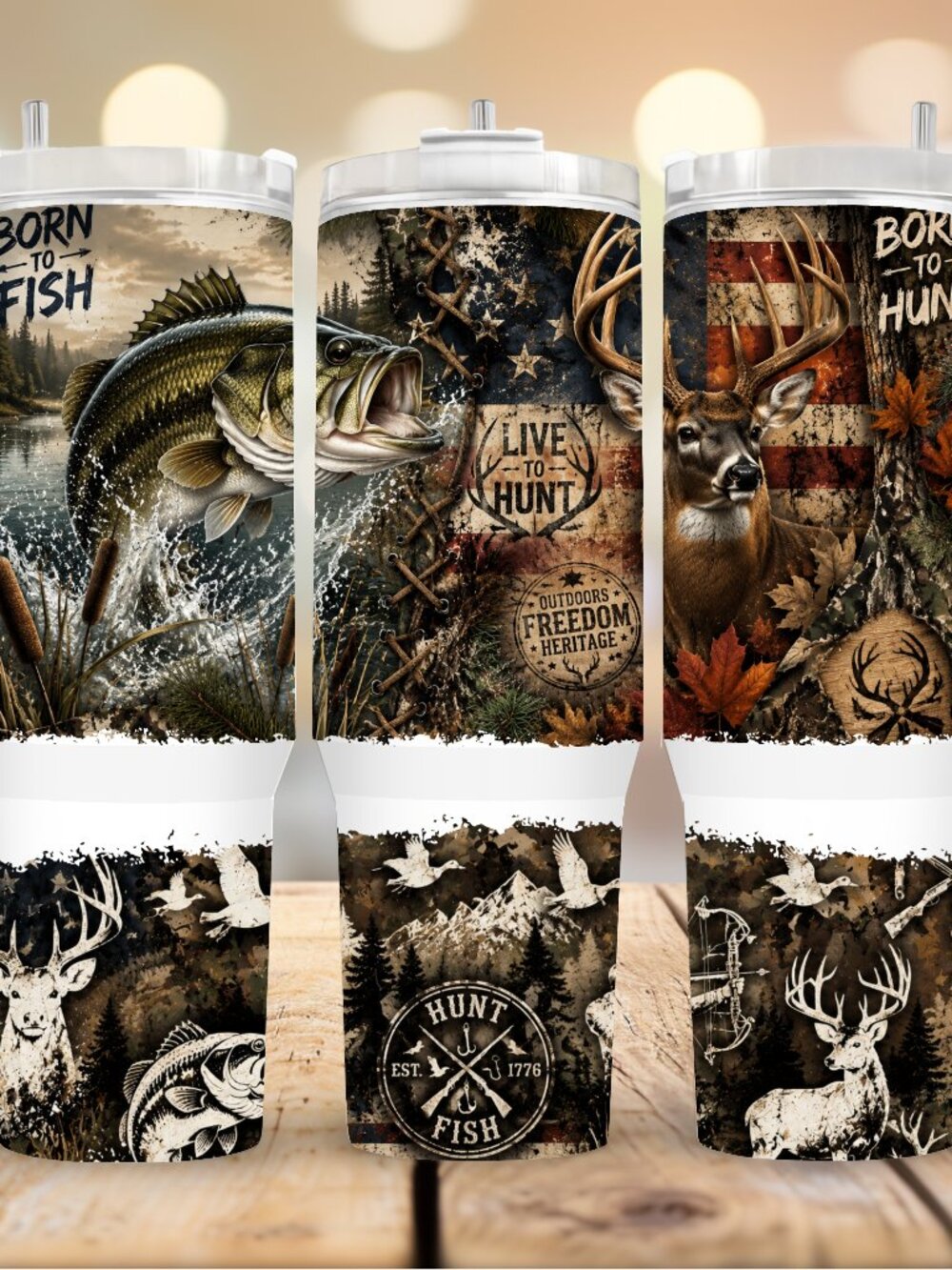 Born to Fish & Hunt 40oz Tumbler, Gift For Him, Coffee Mug